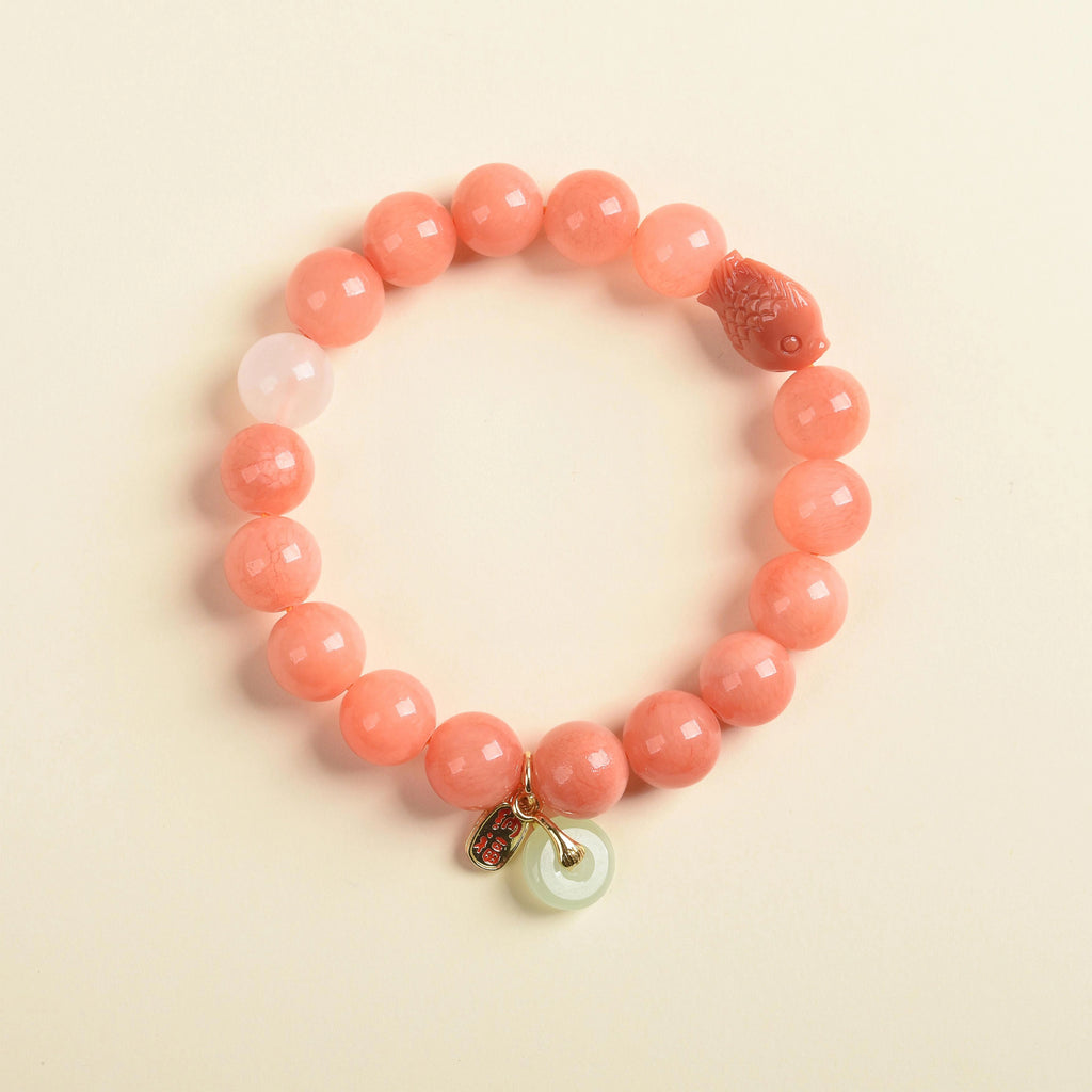 New Arrival Special Offer | Sunstone Powdered Cinnabar Green Chalcedony | Natural Crystal Bracelet