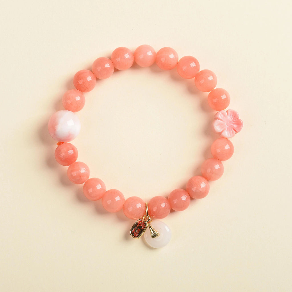 New Arrival Special Offer | Cherry Blossom Agate Sunstone Pink Clamshell White Chalcedony | Natural Crystal Bracelet
