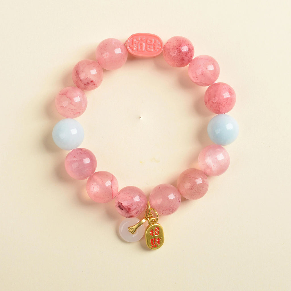 New Arrival Special Offer | Rose Quartz, Aquamarine, Pink Clay, White Chalcedony | Natural Crystal Bracelet