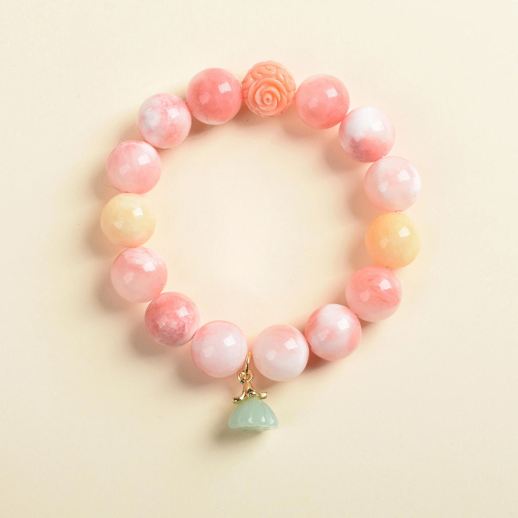 New Arrival Special Offer | Cherry Blossom Agate, Beige Jade, Pink Clay, Green Chalcedony | Natural Crystal Bracelet