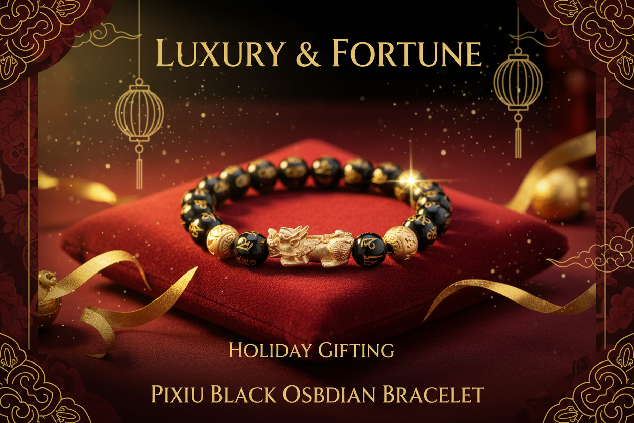 貔貅黑曜石水晶手链节日海报