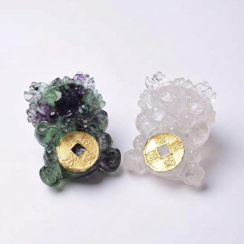 招財貔貅 | 海藍寶 淺粉晶 綠松石 藍砂石 青金石 東陵玉 紅綠寶 白水晶 七彩貝殼  | 動物水晶擺件