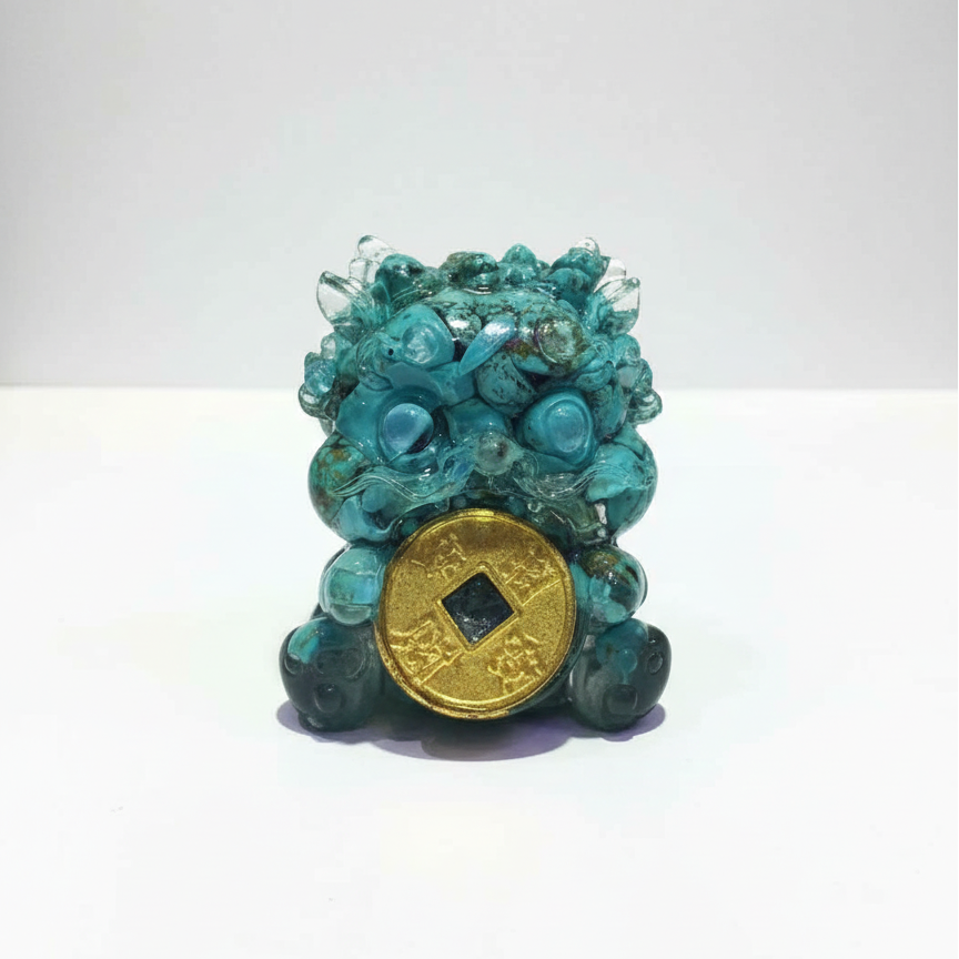 招財貔貅 | 海藍寶 淺粉晶 綠松石 藍砂石 青金石 東陵玉 紅綠寶 白水晶 七彩貝殼  | 動物水晶擺件