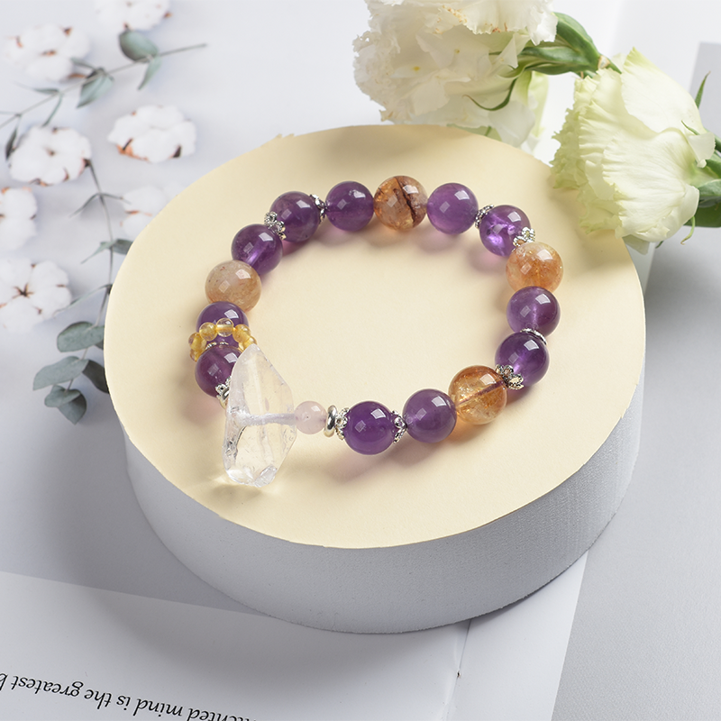 新品优惠 | 紫水晶 黃髮晶 白水晶 淺粉晶 | 天然水晶手鍊